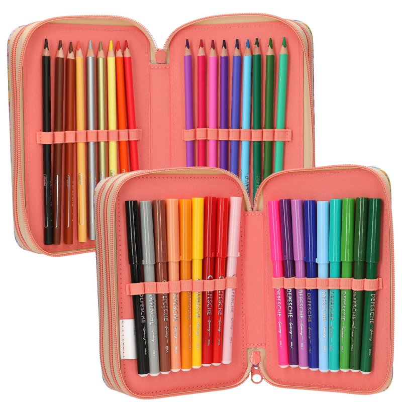 Topmodel - TOPModel Triple Pencil Case with Pendant GIRL POWER - Purple