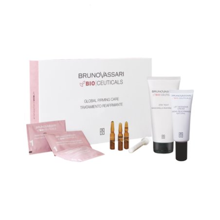 Bruno Vassari Global Firming Care Treatment Set - Includes Green Tea Exfoliating Powder 3 Pieces, Vitamin C Ampoules