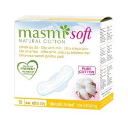 Masmi Soft Day Ultra-Thin Pads - Organic Cotton, 10 Count