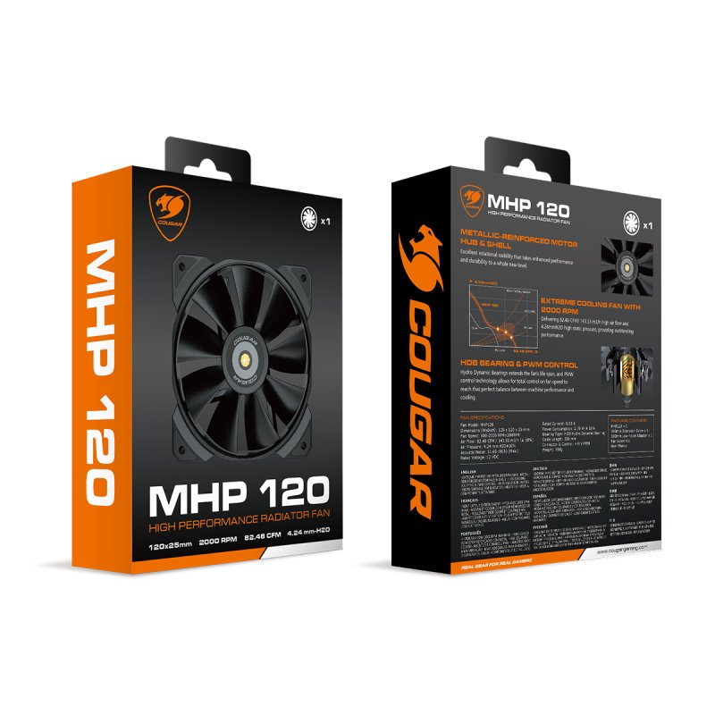 COUGAR Gaming MHP 120 Boitier PC Ventilateur 12 cm Noir 1 pièce(s)