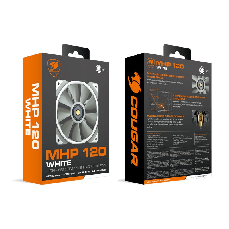 COUGAR Gaming 3MMHP12W1.0001 système de refroidissement d’ordinateur Boitier PC Refroidisseur d'air 12 cm Blanc 1