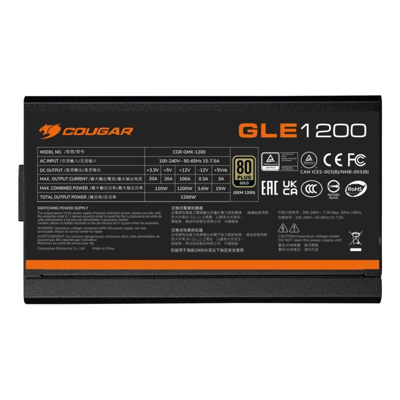 COUGAR Gaming CGR GLE-1000 power supply unit 1000 W 20 4 pin ATX ATX Black