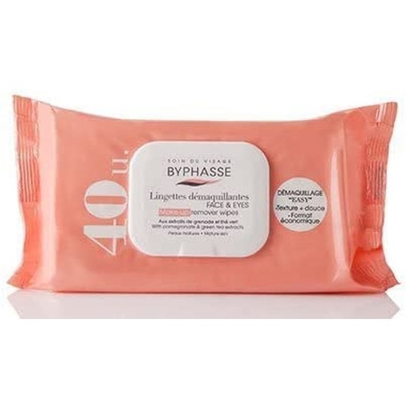 Byphasse 40 Grenade and Green Tea Makeup Remover Wipes