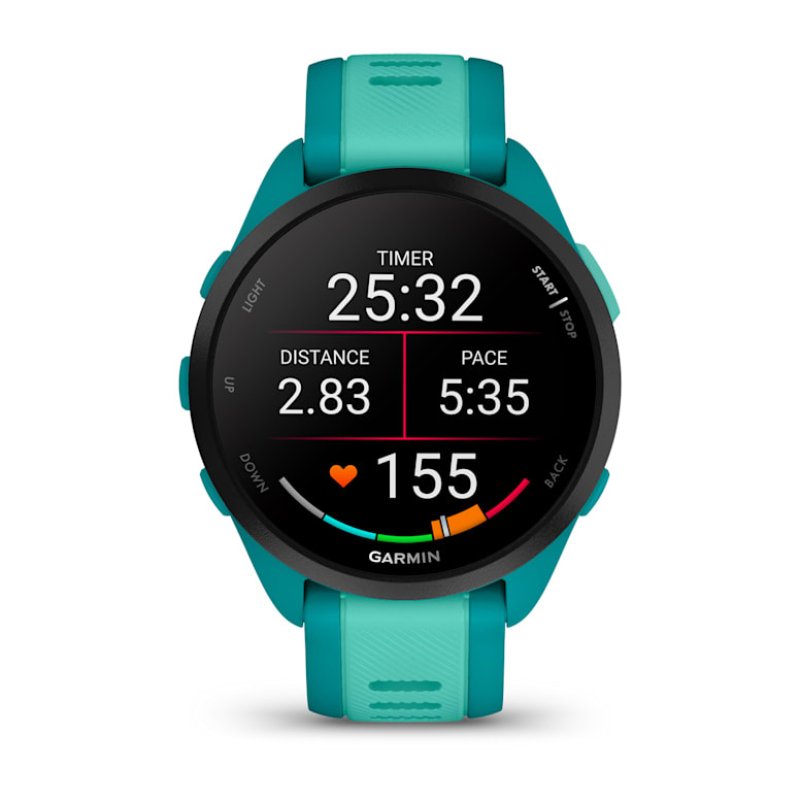 Garmin Forerunner 165 Music 3,05 cm (1.2") AMOLED 43 mm Numérique 390 x 390 pixels Écran tactile Turquoise GPS