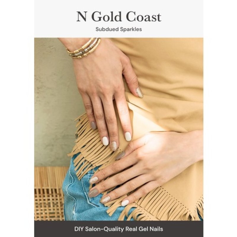 ohora Semi Cured Gel Nail Strips N Gold Coast - Salon-Quality Long Lasting Easy to Apply and Remove Glitter - Includes