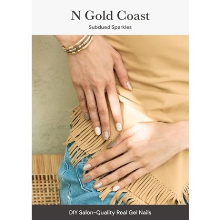 ohora Semi Cured Gel Nail Strips N Gold Coast - Salon-Quality Long Lasting Easy to Apply and Remove Glitter - Includes