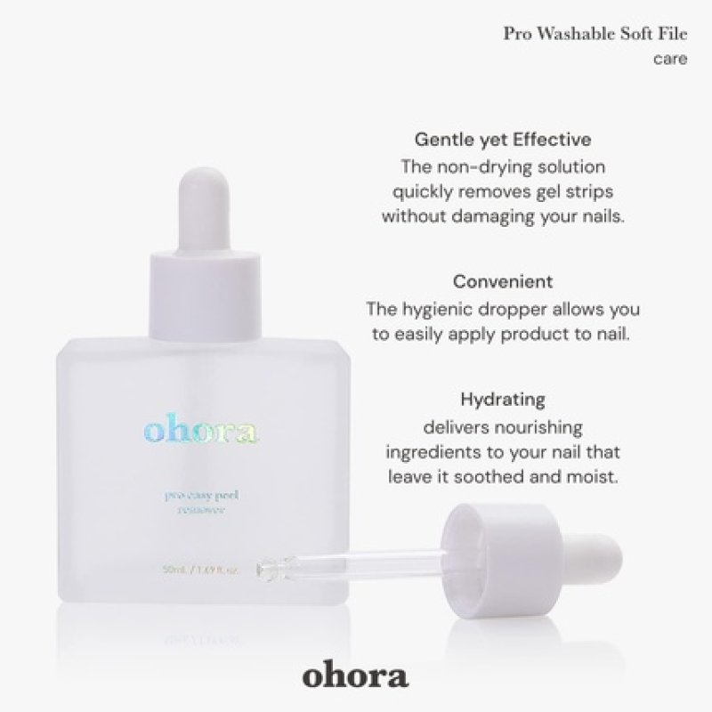 ohora Easy Peel Remover Semi-Cured Gel Nail Strip Remover with Hygienic Dropper Non-Drying Nourishing Formula Vegan