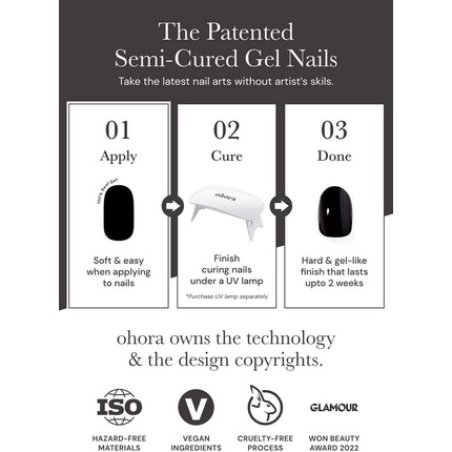 ohora Semi Cured Gel Nail Strips N Caramel Bear - Salon-Quality Long Lasting Easy to Apply and Remove - Includes 2 Prep