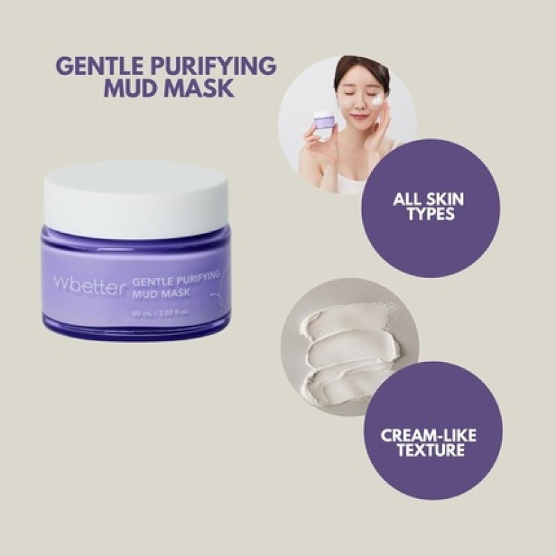 Gentle Purifying Mud Mask with Bentonite and Kaolin Clay for Blackheads