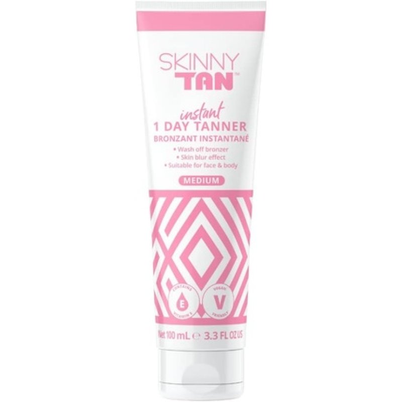 Skinny Tan Instant 1 Day Tanner Face & Body Wash Off Bronzer 100ml
