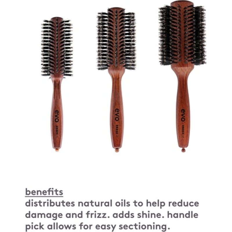 Evo Bruce Natural Radial Hair Brush - Bristle Brush for Styling and Polishing