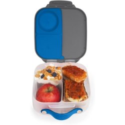 b.box Mini Lunch Box with Adjustable Dividers for Kids Silicone Food Storage Container - Blue Slate