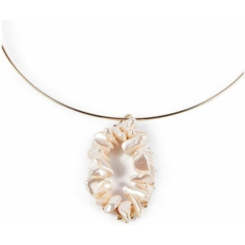 Shabama Women's Necklace Mississippi Luxe Brass Flash Plated Gold Beads 13cm