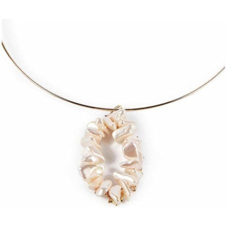 Shabama Women's Necklace Mississippi Luxe Brass Flash Plated Gold Beads 13cm