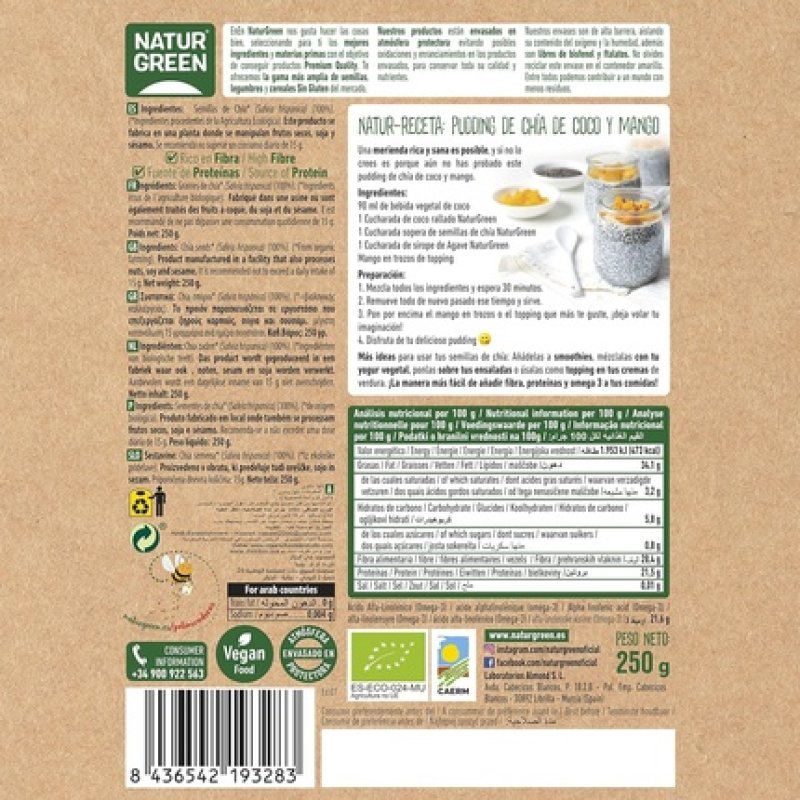 Naturgreen Organic Chia Seeds - Source of Fiber