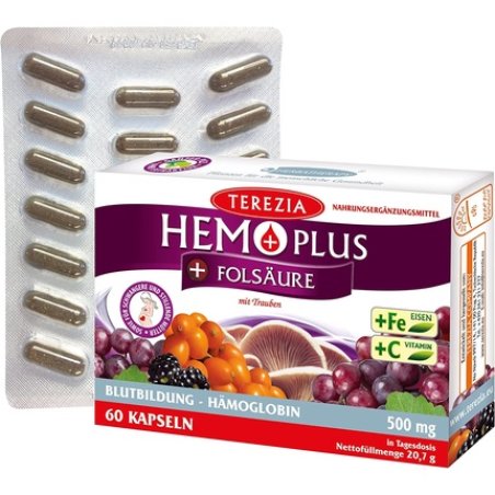 TEREZIA HEMOPLUS Immune System and Blood Nutrient Support Supplement 60 Capsules 500mg
