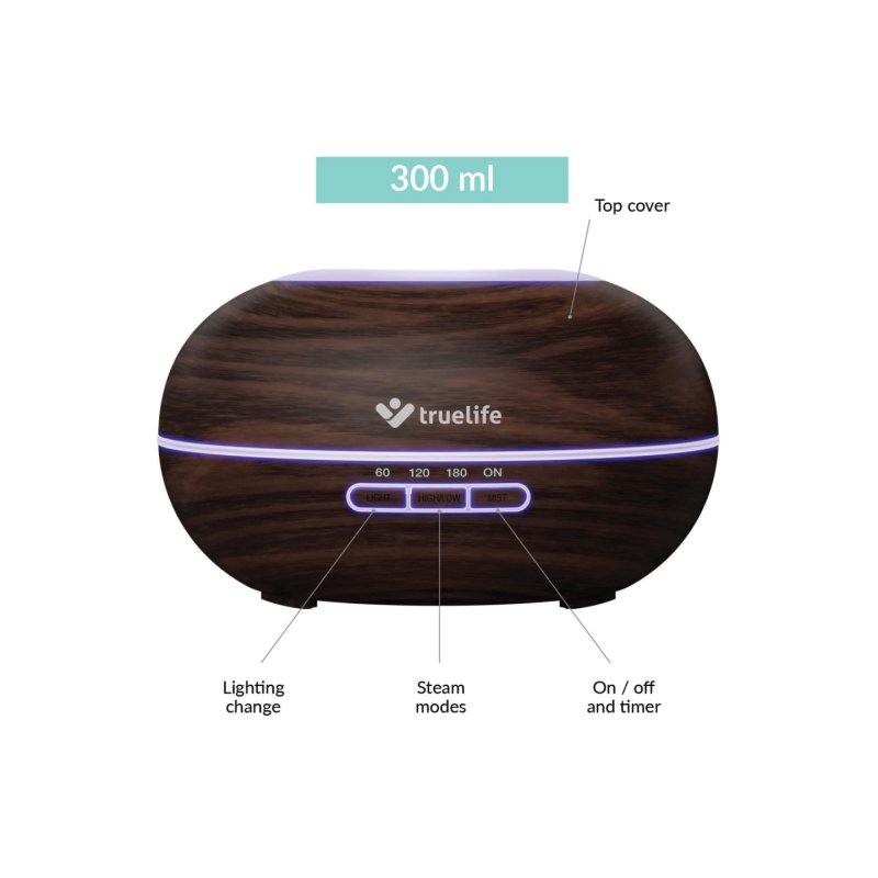 TrueLife AIR Diffuser D5 Dark - Ultrasonic Aroma Diffuser and Air Humidifier, 1 piece
