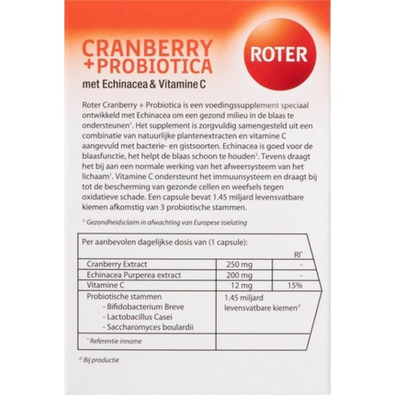 Roter Cranberry Probiotics - Supplement- 30 Capsules