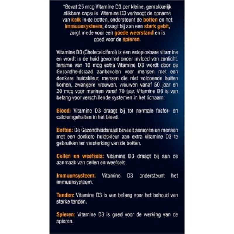 Lucovitaal Vitamin D3 25 Micrograms Dietary Supplement - 365 Capsules