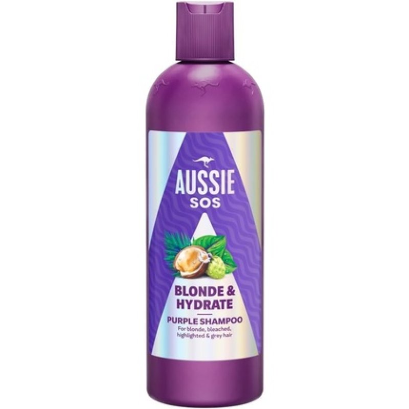 Aussie SOS Blonde & Hydrate Purple Shampoo 300ml for Bleached and Highlighted Hair
