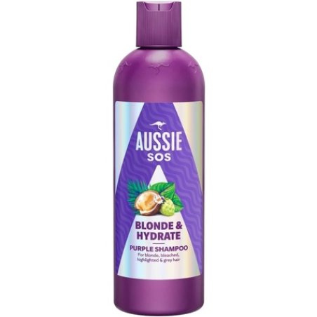 Aussie SOS Blonde & Hydrate Purple Shampoo 300ml for Bleached and Highlighted Hair