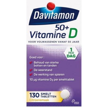 Davitamon Vitamin D 50 Melt Tablets - Vitamin D Adults - 130 Pieces - Food Supplement