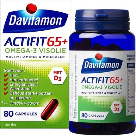 Davitamon Actifit 65 Omega-3 Fish Oil - Multivitamin For People Over 60 - 80 Pieces - Dietary Supplement