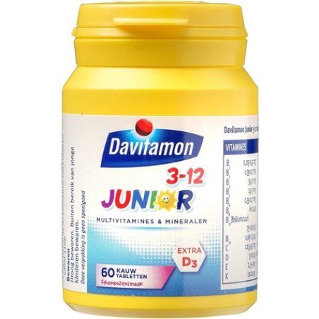 Davitamon Junior 3 Chewable Vitamins - Multivitamin Children - Raspberry - 120 Pieces