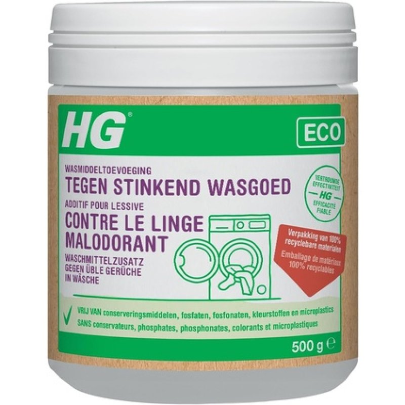 Hg Eco Detergent Additive Against Smelly Laundry - 500g - The Sustainable Detergent Additive Against All Unpleasant