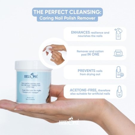 Herome Cosmetics Caring Nail Polish Remover with 100 Cotton Pads - Lanolin-Enriched