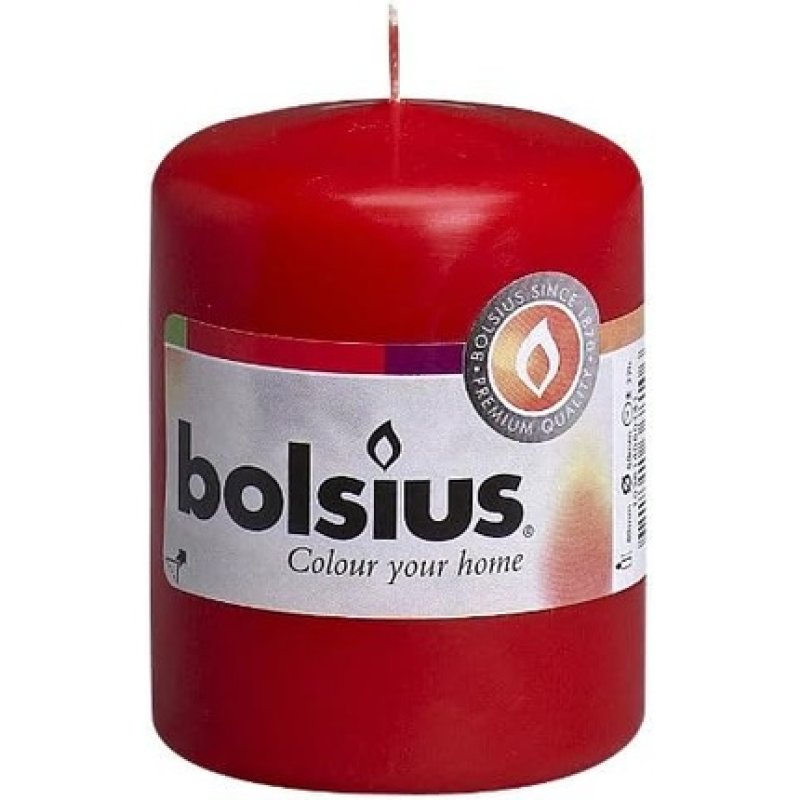Bolsius Stump Candle Paraffin Wax Red 6x6x8 cm