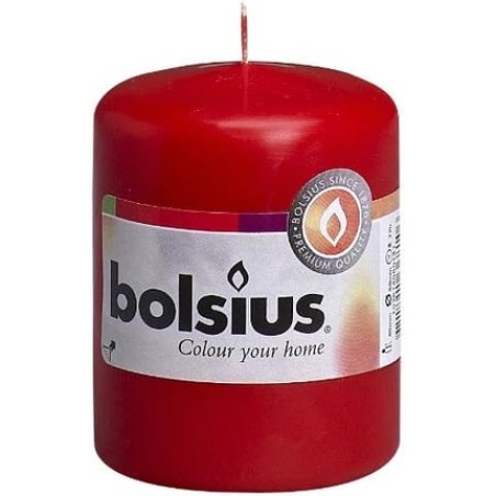 Bolsius Stump Candle Paraffin Wax Red 6x6x8 cm