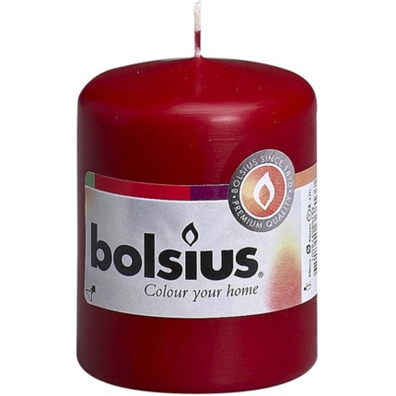 Bolsius Wine Red Pillar Candle 6x6x8 cm