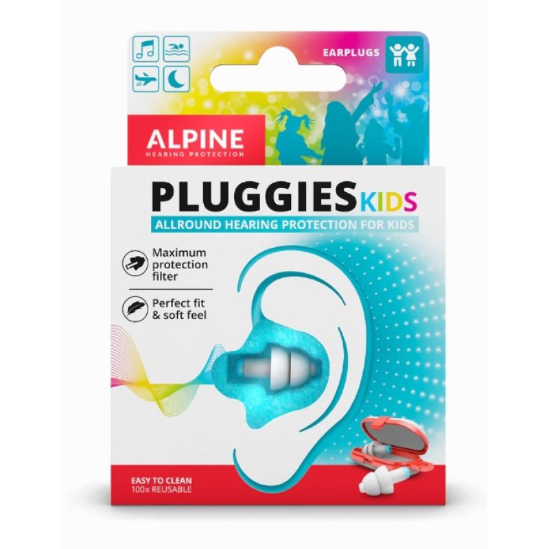 Alpine Pluggies Kids Ear Plugs for Small Ear Canals Noise Cancelling Earplugs for Kids Age 5-12 Multifunctional Hearing