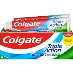 Colgate Triple Action Toothpaste Fluoride Anticaries Helps Keep Teeth White Freshens Breath Mint 75ml - Pack of 2