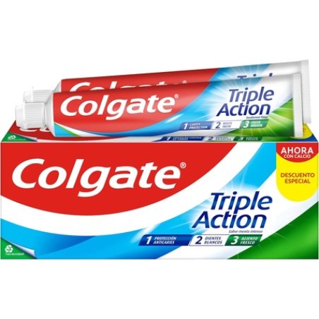 Colgate Triple Action Toothpaste Fluoride Anticaries Helps Keep Teeth White Freshens Breath Mint 75ml - Pack of 2