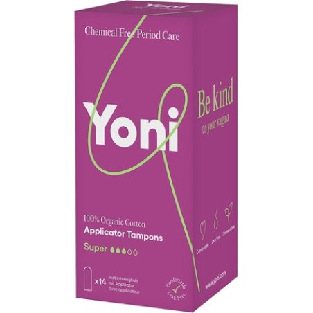 Yoni Super Tampons with Applicator 14x Tampons made of 100% Organic Cotton with Recyclable Applicator Hypoallergenic