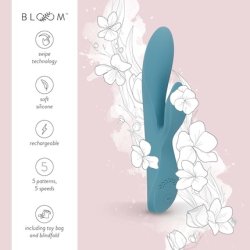 Bloom Rabbit Vibrator Violet with 10 Modes of G-Spot and Clitoral Stimulation - Dual Stimulation - USB Rechargeable 478g