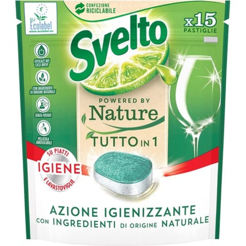 Svelto Powered By Nature Dishwasher Tablets 15 Pack Action