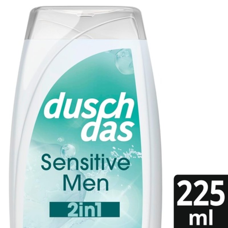 Duschdas 2 in 1 Sensitive Men Shower Gel & Shampoo with Moisturizing Formula for Daily Shower 225ml
