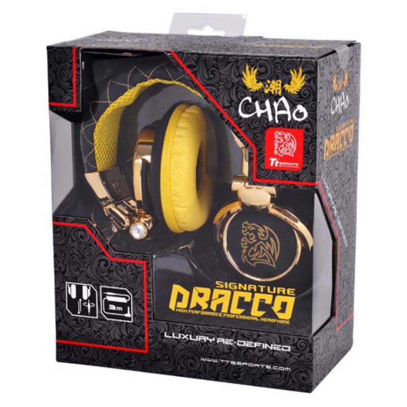 Tt eSPORTS DRACCO Signature Headphones Wired Head-band Gaming Black, Gold, Yellow