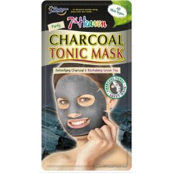 7th Heaven Charcoal Sheet Face Mask with Green Tea and Aloe Vera - Cleansing, Detoxifying, and Revitalizing