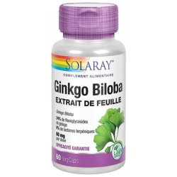 Solaray Ginkgo Biloba Dietary Supplement 60 Plant Capsules