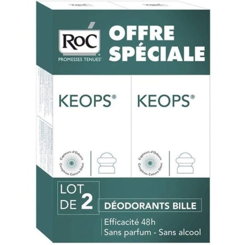 Keops Alcohol-Free Roll-On Deodorant 48h Lot of 2 x 30ml