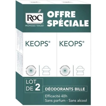 Keops Alcohol-Free Roll-On Deodorant 48h Lot of 2 x 30ml