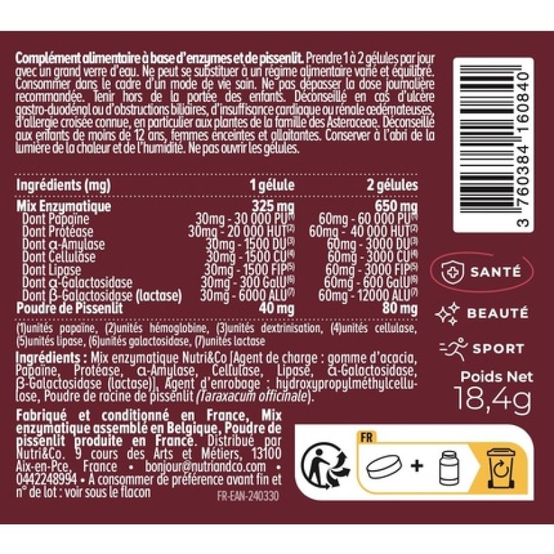 Nutri & Co Plant Digestive Enzymes with 12000 IU of Lactase