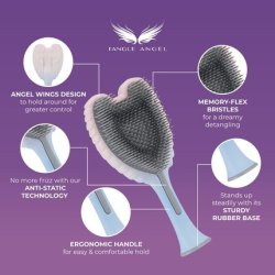 Hair Extension Brush Anti Static Soft Bristle Paddle Brush for Straight or Wavy Hair Angel Wings Shower & Blow Drying