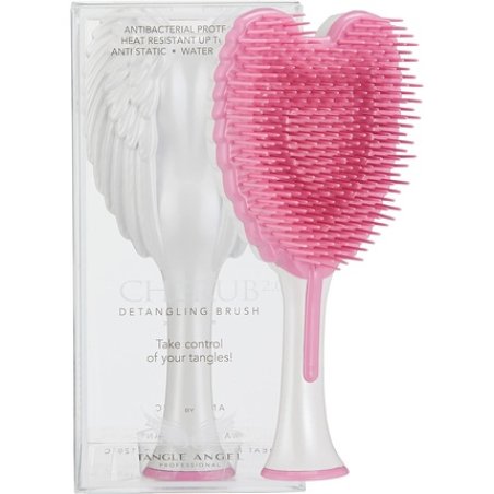 Kids Mini Hairbrush Detangler - Anti Static Soft Detangler Hair Brush for Girls - Tangle Angel Cherub - Gloss White