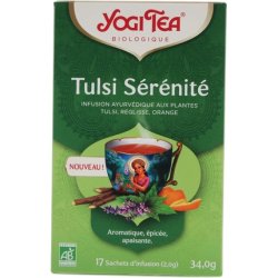 Yogi Tea Organic Tulsi Green Teabags 17 Sachets - Stress Relief High Caffeine