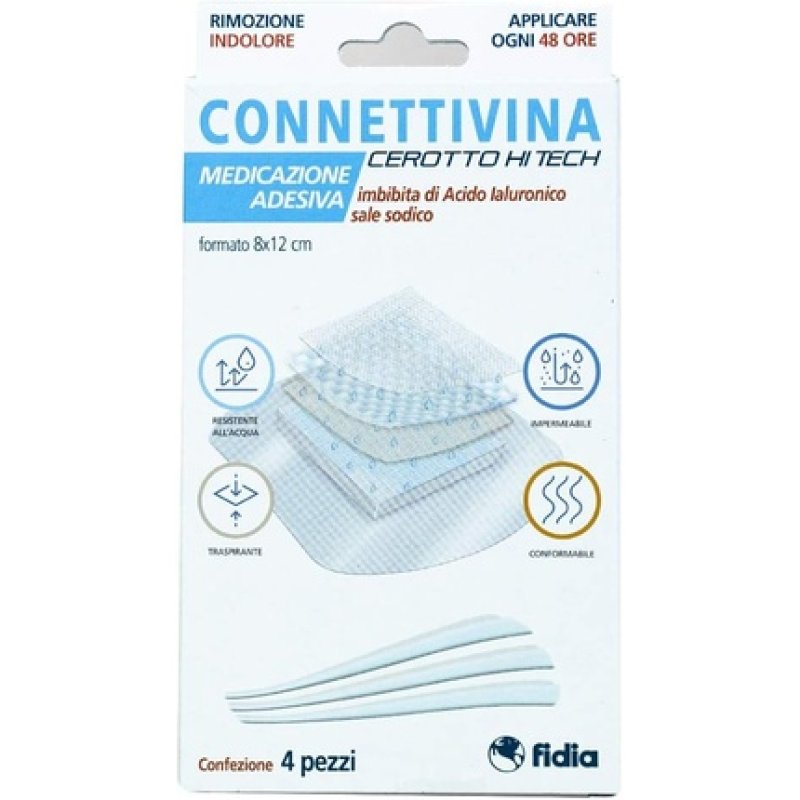 Fidia Farmaceutici Cerotto Connettivina Hitech 8 X 12 cm - Pack of 4